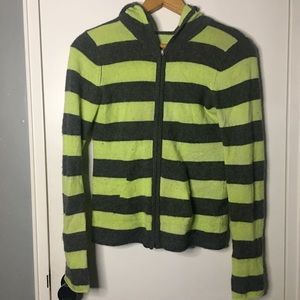 SOLD Emo Green and Dark Grey Delicate Cashmere Zipper Hoodie with Pockets